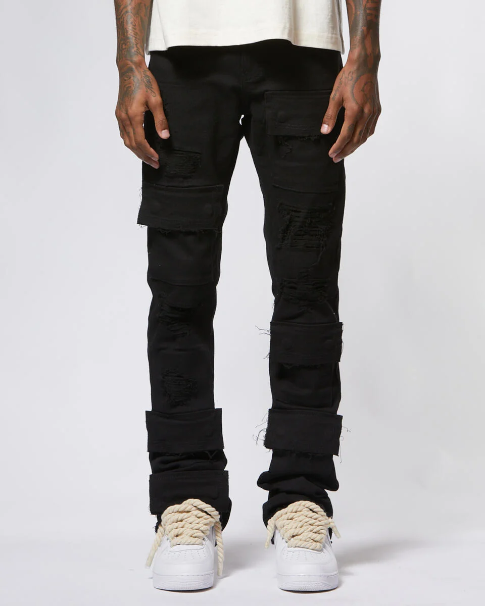 Ajenda Jet Black Stacked Jeans