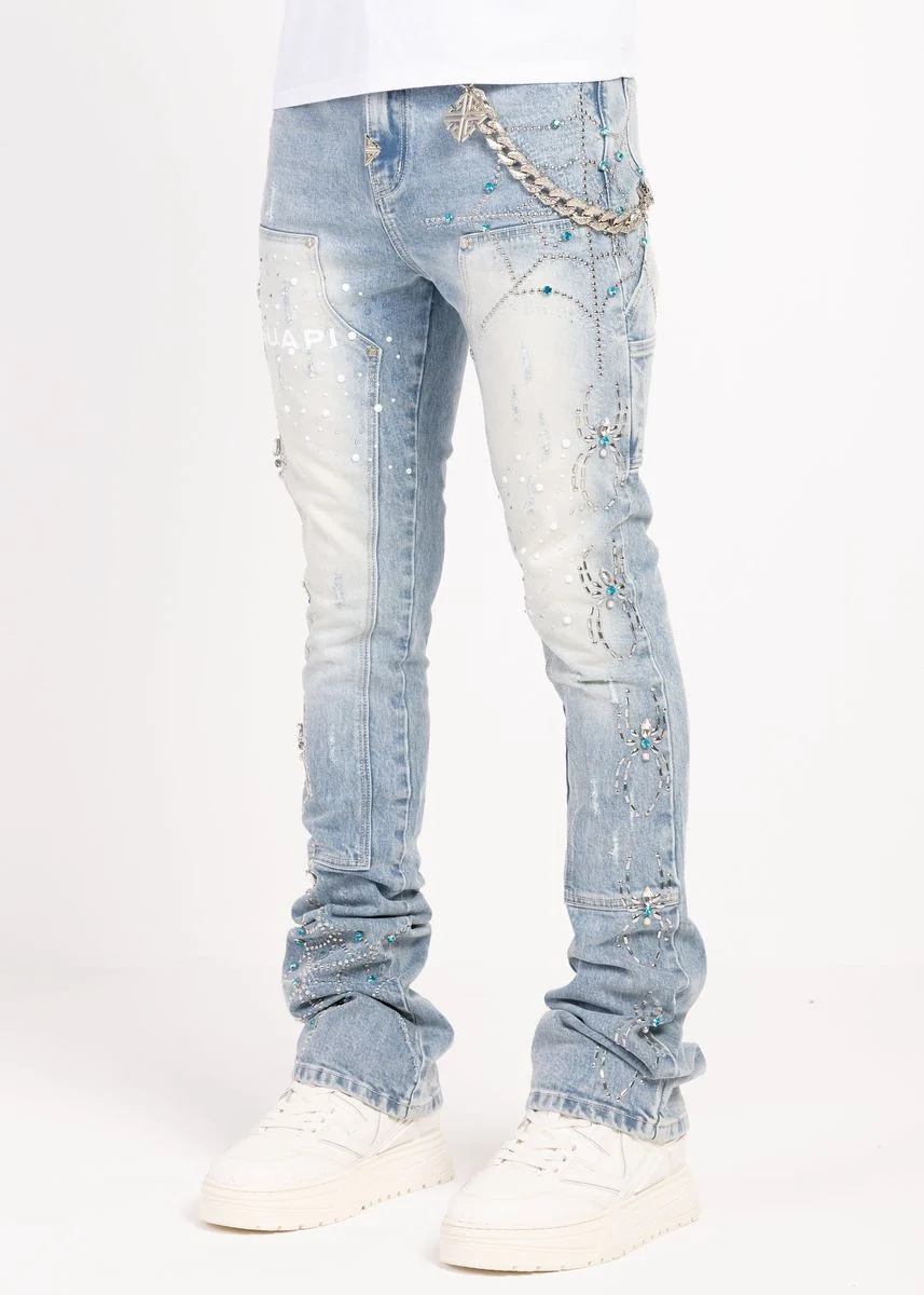 Guapi Aqua Spider Denim Jeans - Image 2