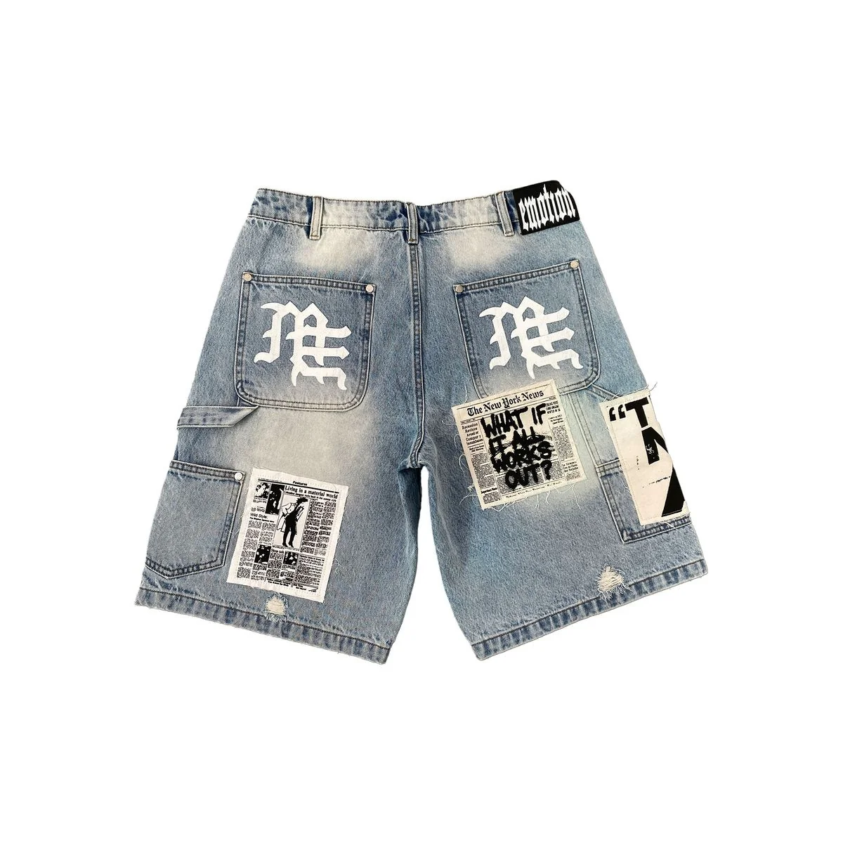 Mixed Emotion Blue "AI" Jorts - Image 2