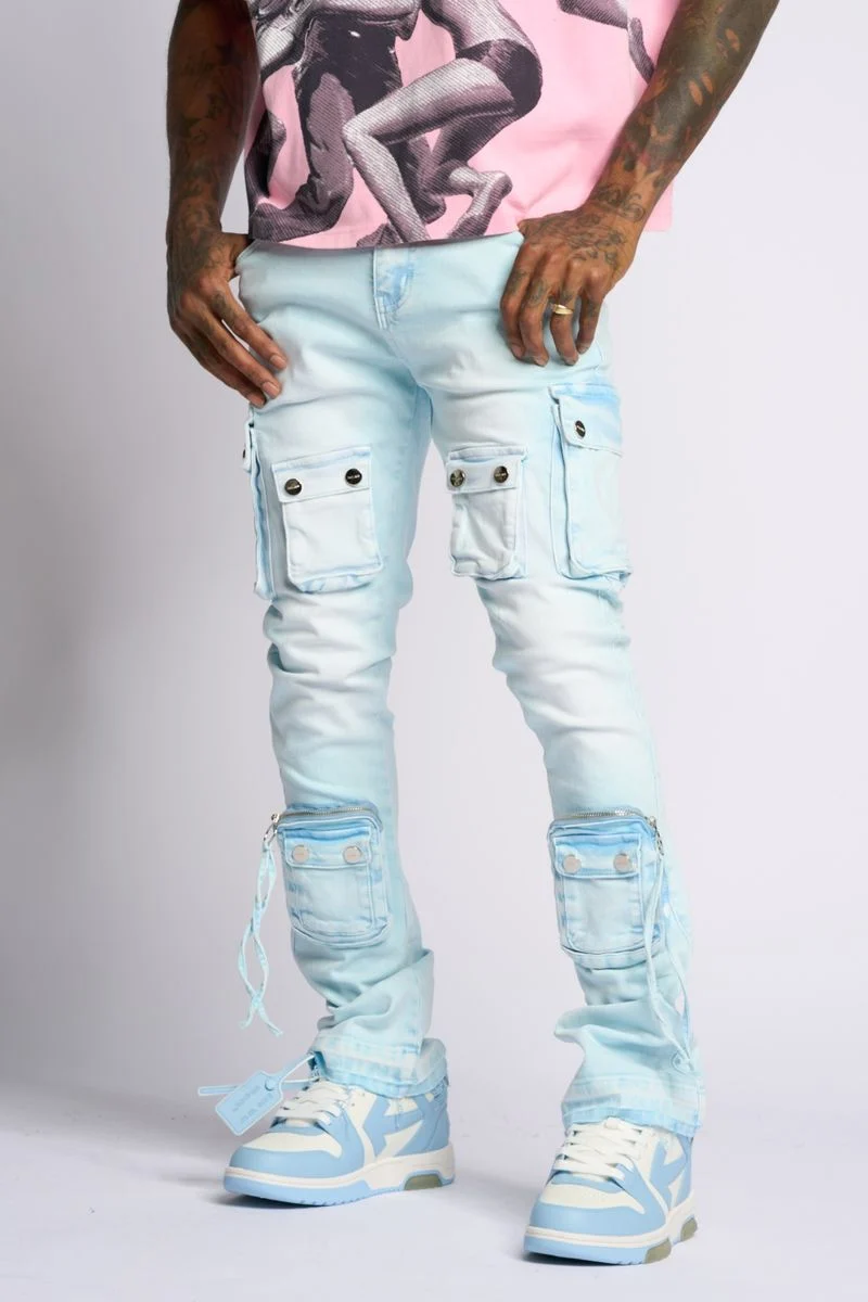 Pheeling “Alone” Powder Blue Cargo Denim