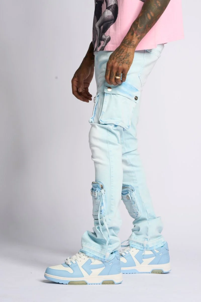 Pheeling “Alone” Powder Blue Cargo Denim - Image 2